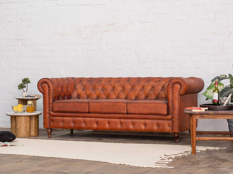 Duraster Chesterfield 3 Seater Leather Sofa