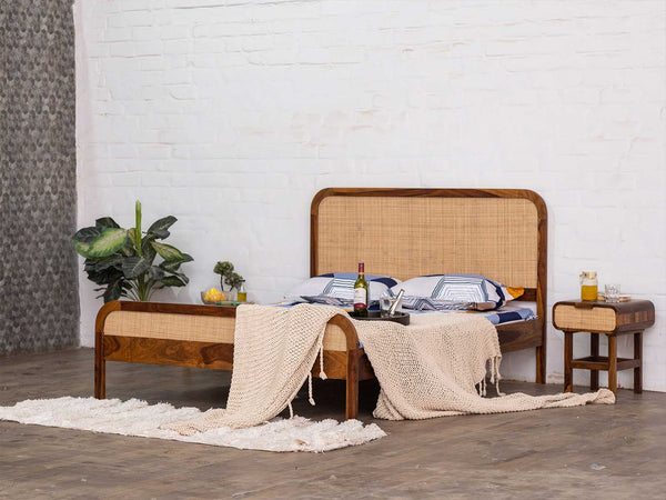 Duraster El Monte Solid Wood Rattan Bed