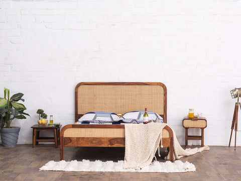 El Monte Solid Wood Rattan Bed