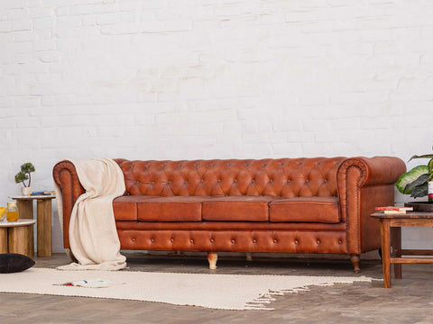 Duraster Chesterfield 3 Seater Leather Sofa