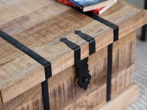 Misa Stylish Mango wood Storage Wine Trunk / Coffee Table #4