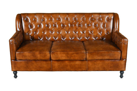 Chesterfield Colonial Vintage Brown Three Seater Sofas #99