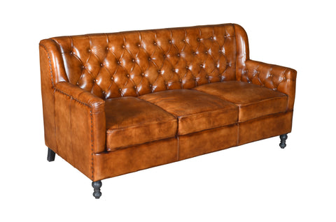 Chesterfield Colonial Vintage Brown Three Seater Sofas #99