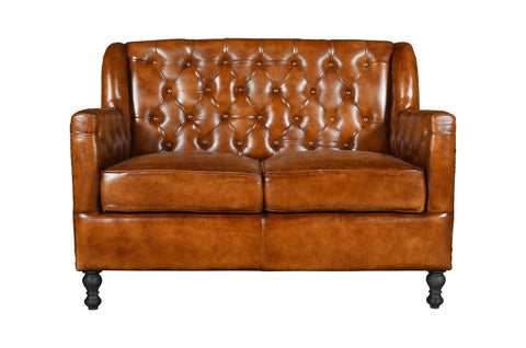 Chesterfield Colonial Vintage Brown Two Seater Sofas #98
