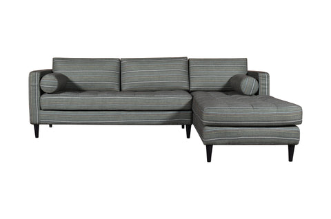 Diana L-Shape Fabric Sofa (Striped Grey) #91