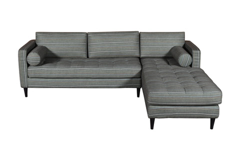 Diana L-Shape Fabric Sofa (Striped Grey) #91