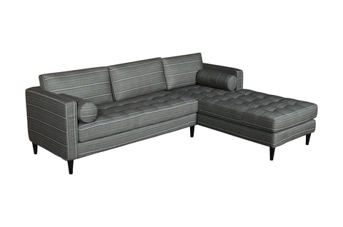 Duraster Diana L-Shape Fabric Sofa (Striped Grey) #91