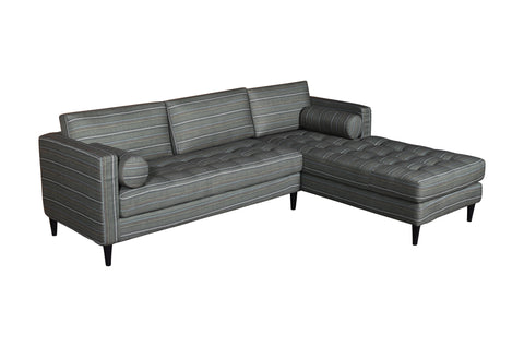 Diana L-Shape Fabric Sofa (Striped Grey) #91