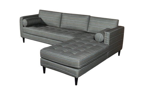 Duraster Diana L-Shape Fabric Sofa (Striped Grey) #91