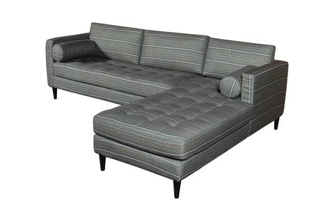 Diana L-Shape Fabric Sofa (Striped Grey) #91