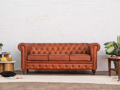 Duraster Chesterfield 3 Seater Leather Sofa