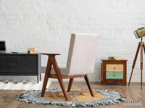 Sheesham Wood Upholstered Armchair