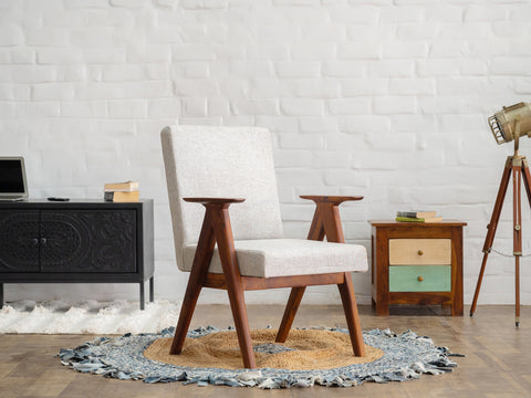 Sheesham Wood Upholstered Armchair