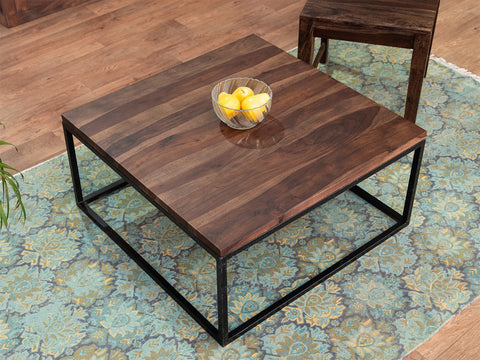 Duraster Gangaur Solid Wood Coffee Table with Black Iron Frame #3