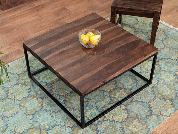 Duraster Gangaur Solid Wood Coffee Table with Black Iron Frame #3