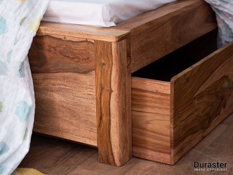 Duraster Hawkin Solid Wood Canopy Poster King Size Bed with Storage #1