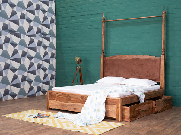 Duraster Hawkin Solid Wood Canopy Poster Bed with Storage #1