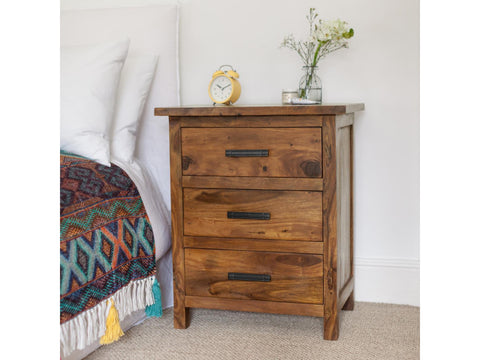 Sheesham Wood Bedside Table with Drawers