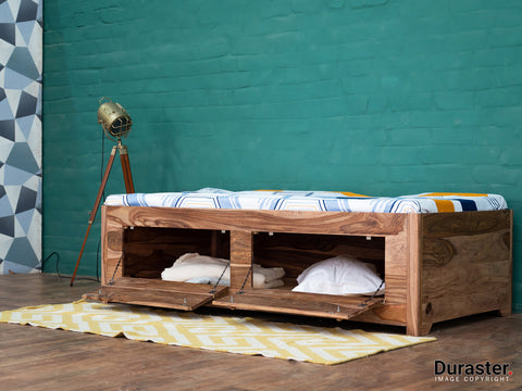 Hawkin Solid Wood Diwan Bed with Storage #1
