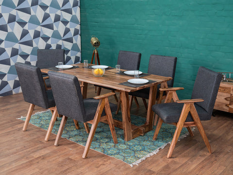 Duraster Hawkin Solid Wood Dining Table Set 6 Seater #2