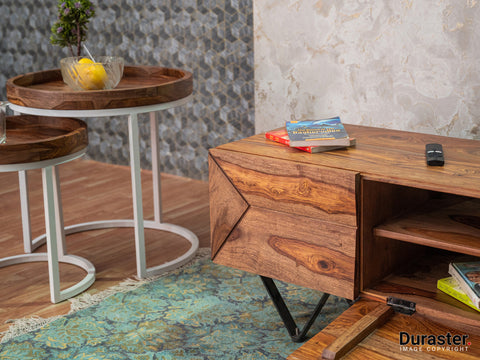 Duraster Hawkin Solid Wood Modern TV Unit with Storage #2