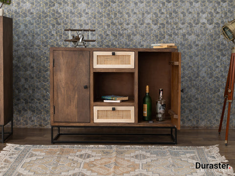 Duraster Irish Wooden Sideboard Cabinet With Cane Work #3