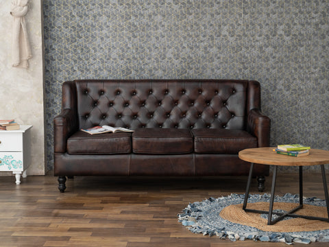 Duraster Chesterfield Colonial Brown Three Seater Sofas #12