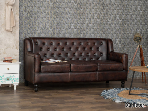 Duraster Chesterfield Colonial Brown Three Seater Sofas #12