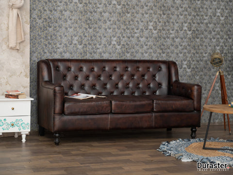 Chesterfield Colonial Brown Three Seater Sofas #12