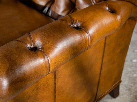 Chesterfield Single Seater Leather Sofa (Peanut Brown) #81