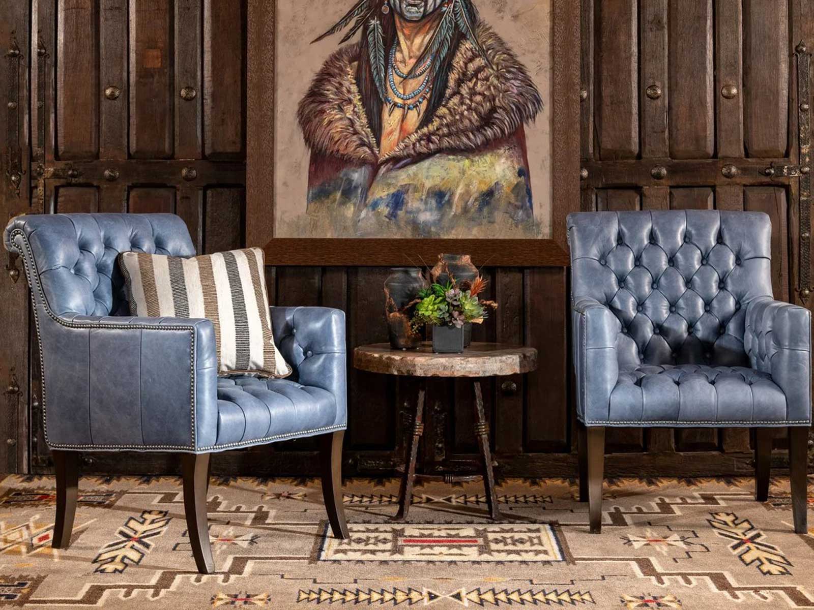 Chesterfield store chair blue