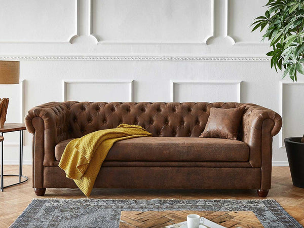 Duraster Chesterfield Vintage Brown Three Seater Sofa #19