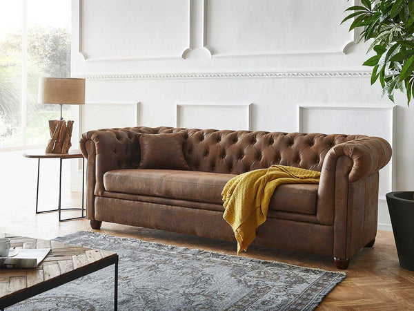 Duraster Chesterfield Vintage Brown Three Seater Sofa #19