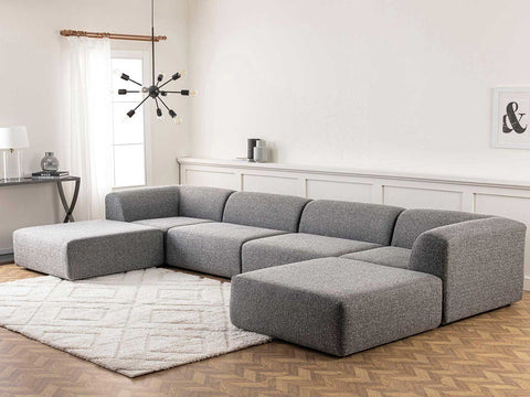 U Shaped Sectional Fabric Sofa