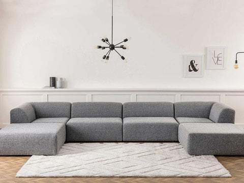 U Shaped Sectional Fabric Sofa