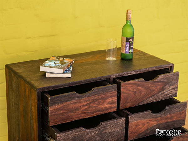 Marvel Modern Sheesham Wood Chest of Drawers Cabinet#1 - Duraster 