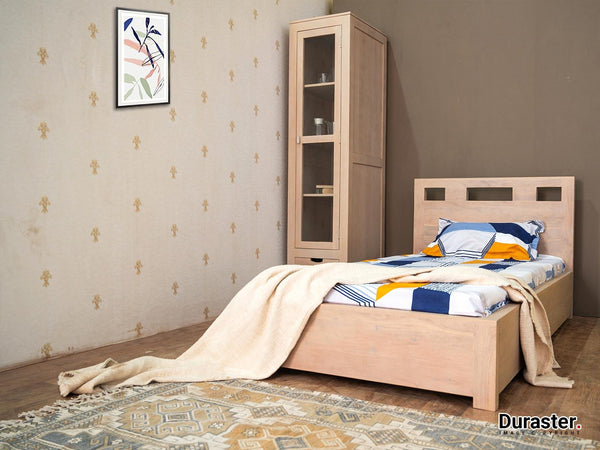 Novo Modern Sheesham Wood Single BedWith Storage #2 (36" x 72") - Duraster 