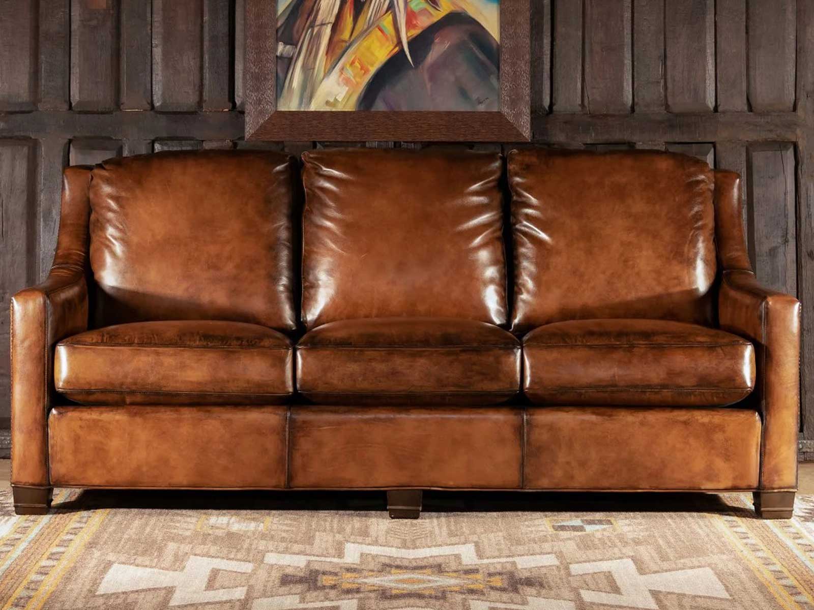 Three Seater Leather Sofa (Coffee Brown) Duraster