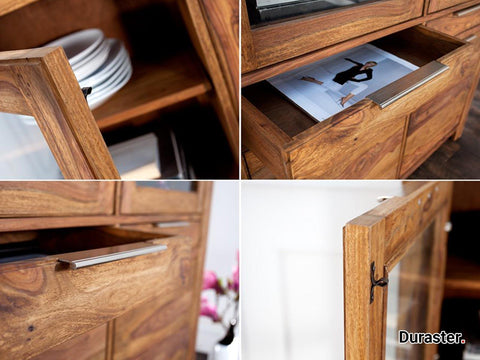 Rio Solid Sheesham Wood Glass Cabinet - Duraster 