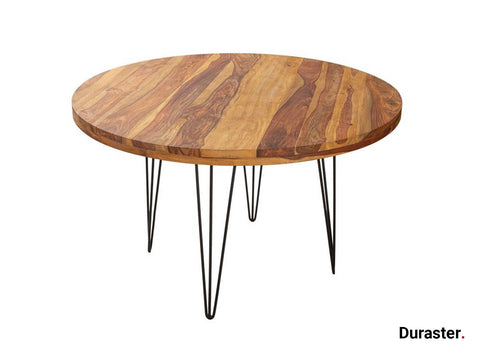 Torpedo Modern Sheesham Wood Dining Table with Iron Legs#3 - Duraster 