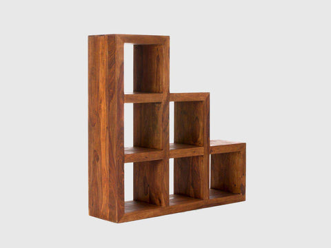 Duraster Vismit Modern Sheesham wood Cube Step Shelf #8