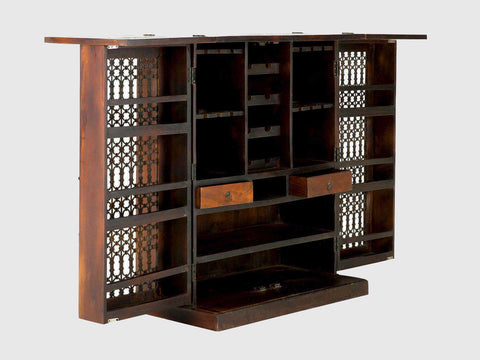 Vismit Solid Mango wood Wine Cabinet with metal doors # 1