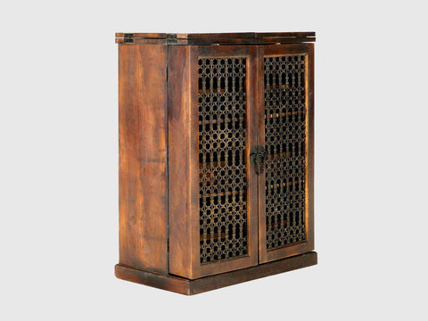 Duraster Vismit Solid Mango wood Wine Cabinet with metal doors # 1