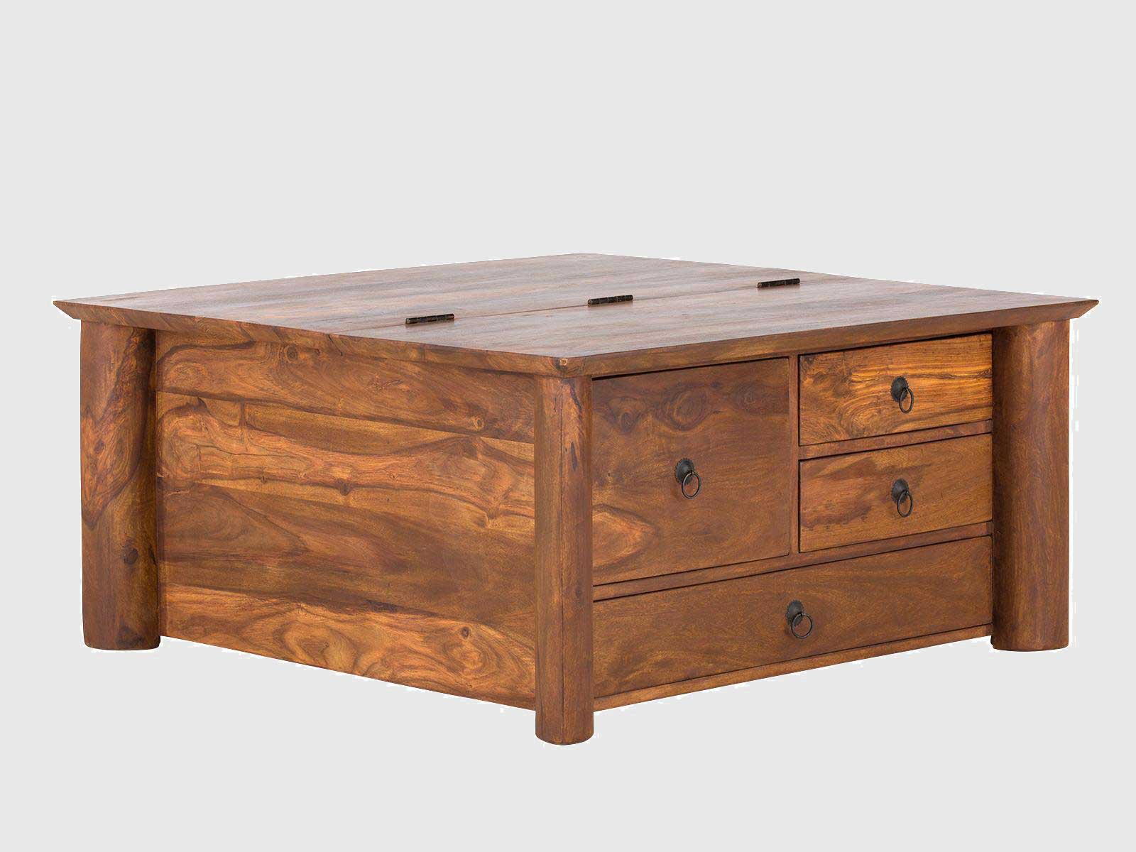 Sheesha Table Sheesham Camelot Walnut Chest Coffee Table – Rustic Elegance for Modern ...
