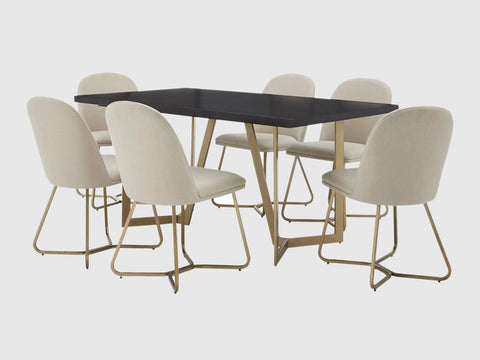 Duraster Veena Dining Table Set 6 Seater with Solid Wood Top & Iron Legs #1
