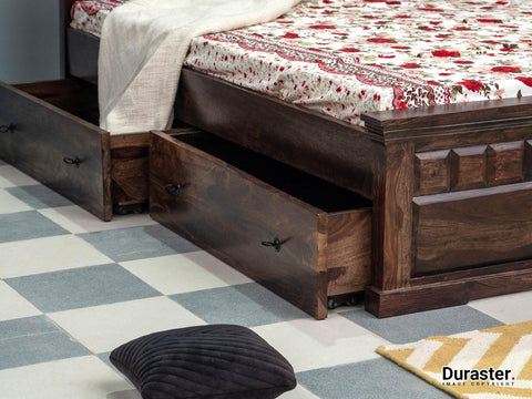 Gangaur Colonial Style Sheesham Wood Storage Bed #4 - Duraster 