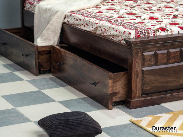 Gangaur Colonial Style Sheesham Wood Storage Bed #4 - Duraster 