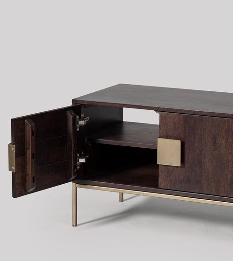 Versaw TV Stand, Dark Mango Wood & Brass #7 - Duraster 