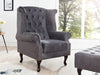 Norwich Colonial Antique Gray Chesterfield Wing Chair #45 - Duraster 