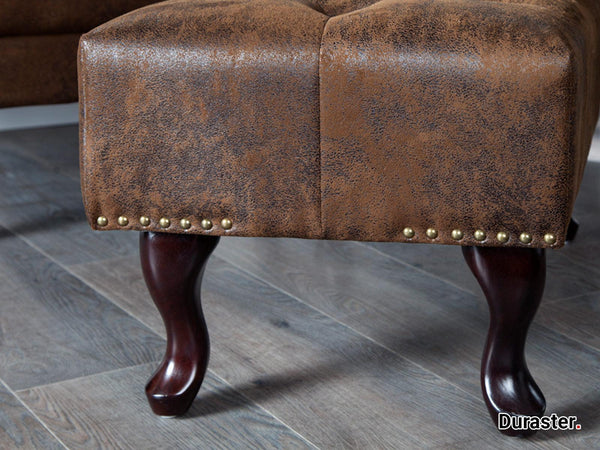 Norwich Chesterfield Buff Leather Ottoman #40 - Duraster 